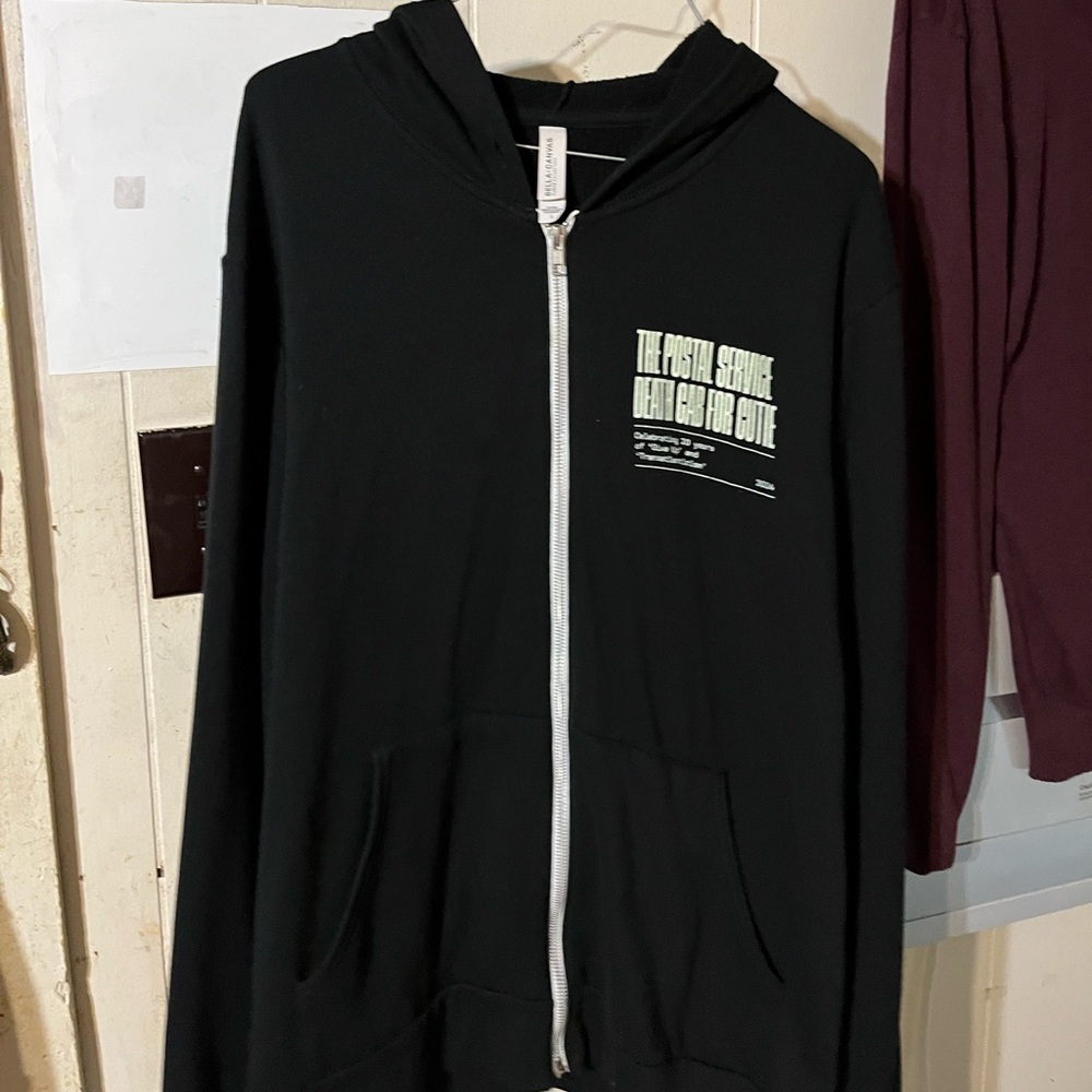 Black Zip-Up Hoodie with White Text